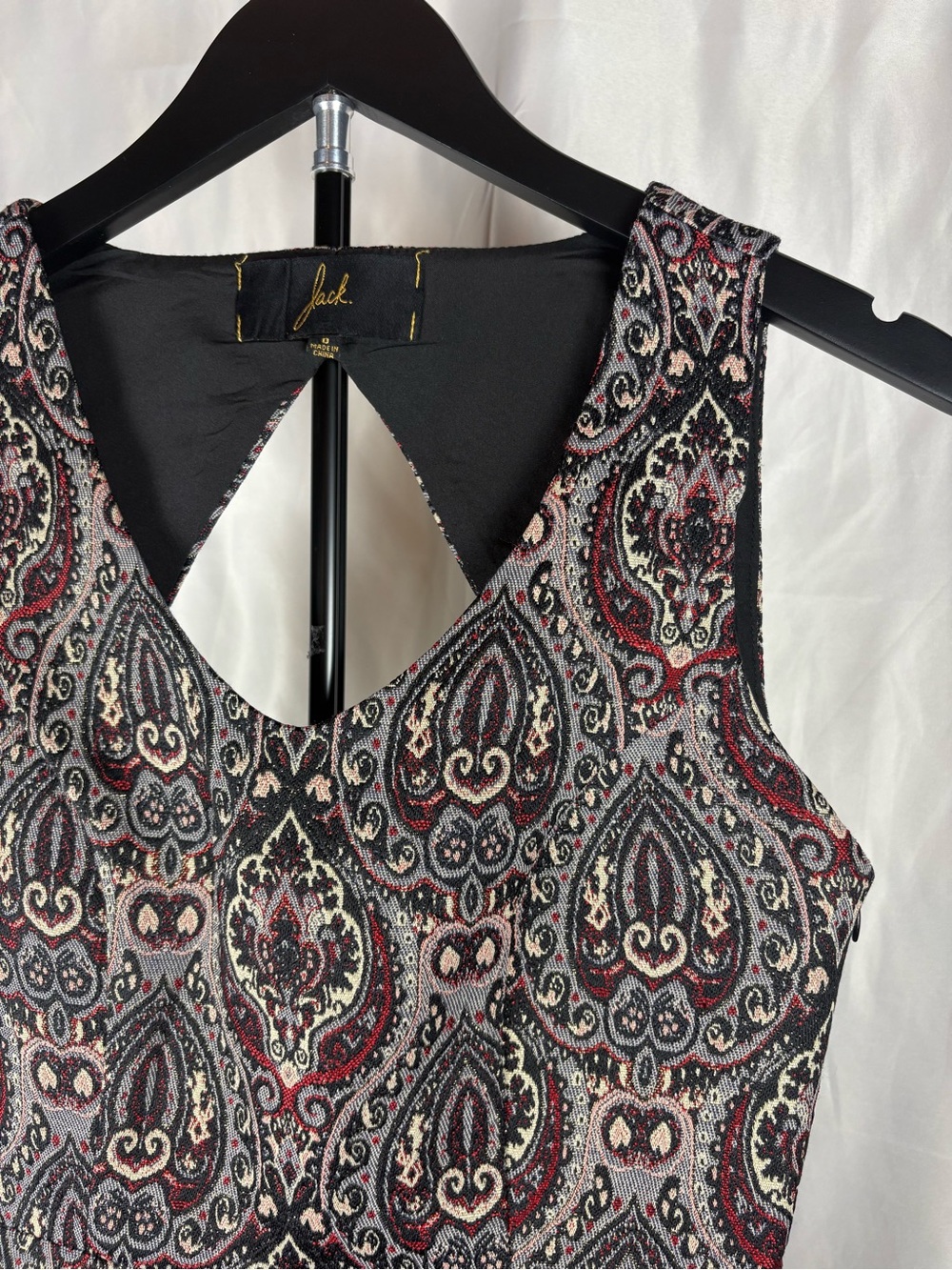 Jack by BB Dakota Paisley Jacquard Mini Dress Size 0 Cutout Back